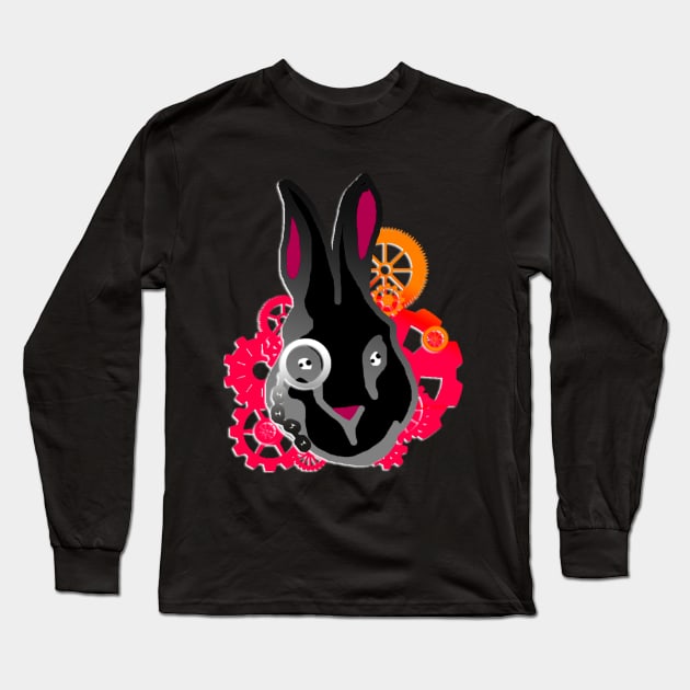 Dark Steampunk Rabbit Long Sleeve T-Shirt by Not Meow Designs 